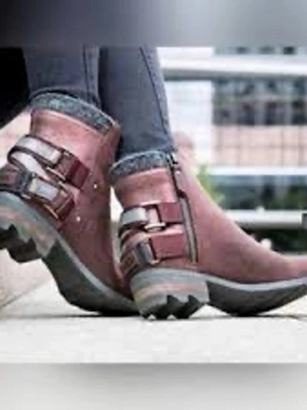 Sorel Lolla Buckle Bootie Ankle Boots Brown & Gray US 7.5